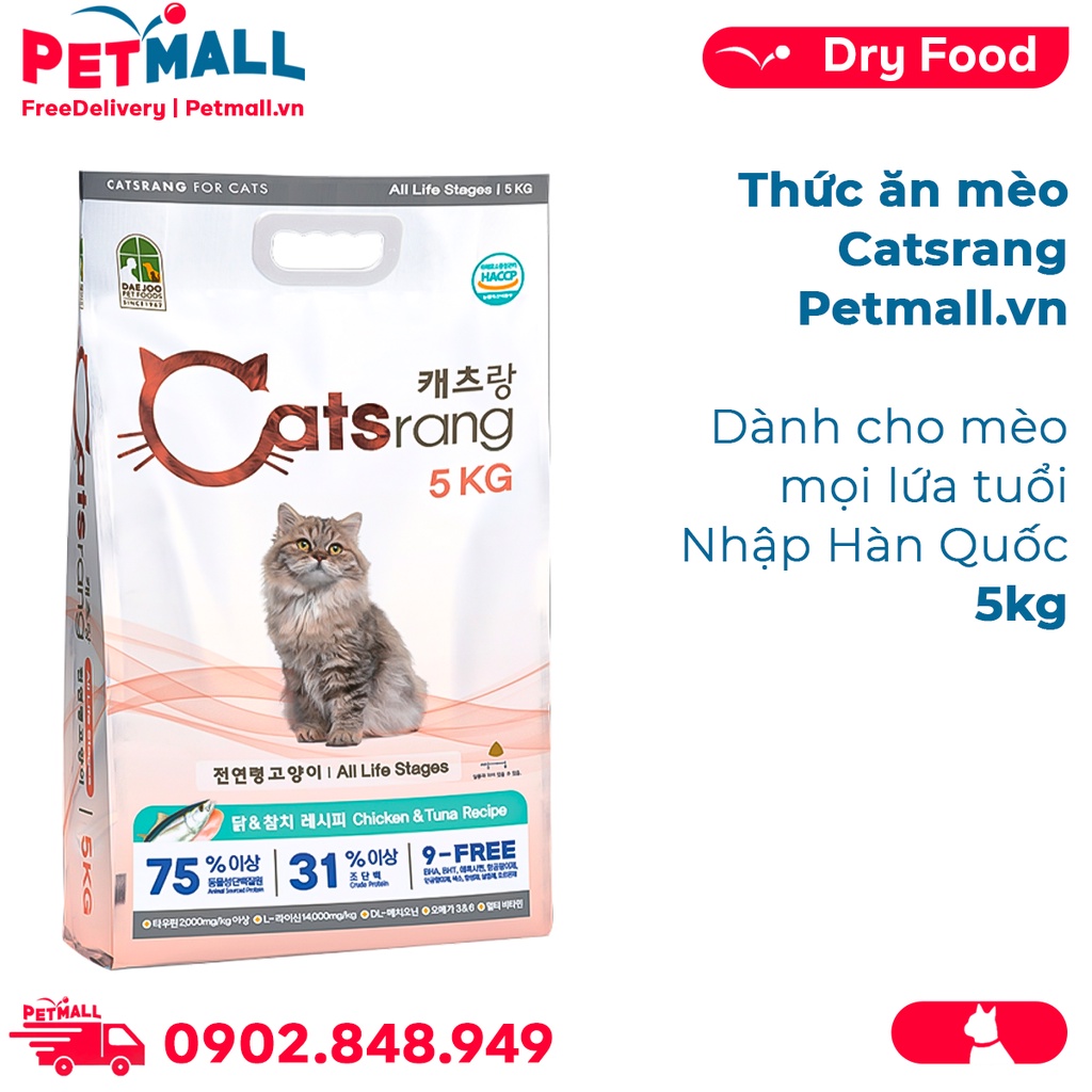 Thức ăn mèo Catsrang 5kg - Dành cho mèo mọi lứa tuổi, nhập Hàn Quốc Petmall
