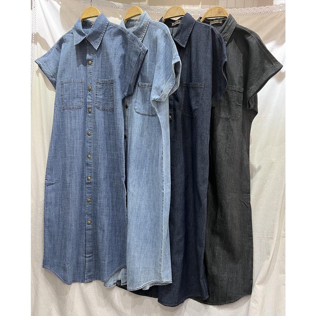 LOVISHOP - Đầm sơ mi jean suông dài DENIM DRESS năng động