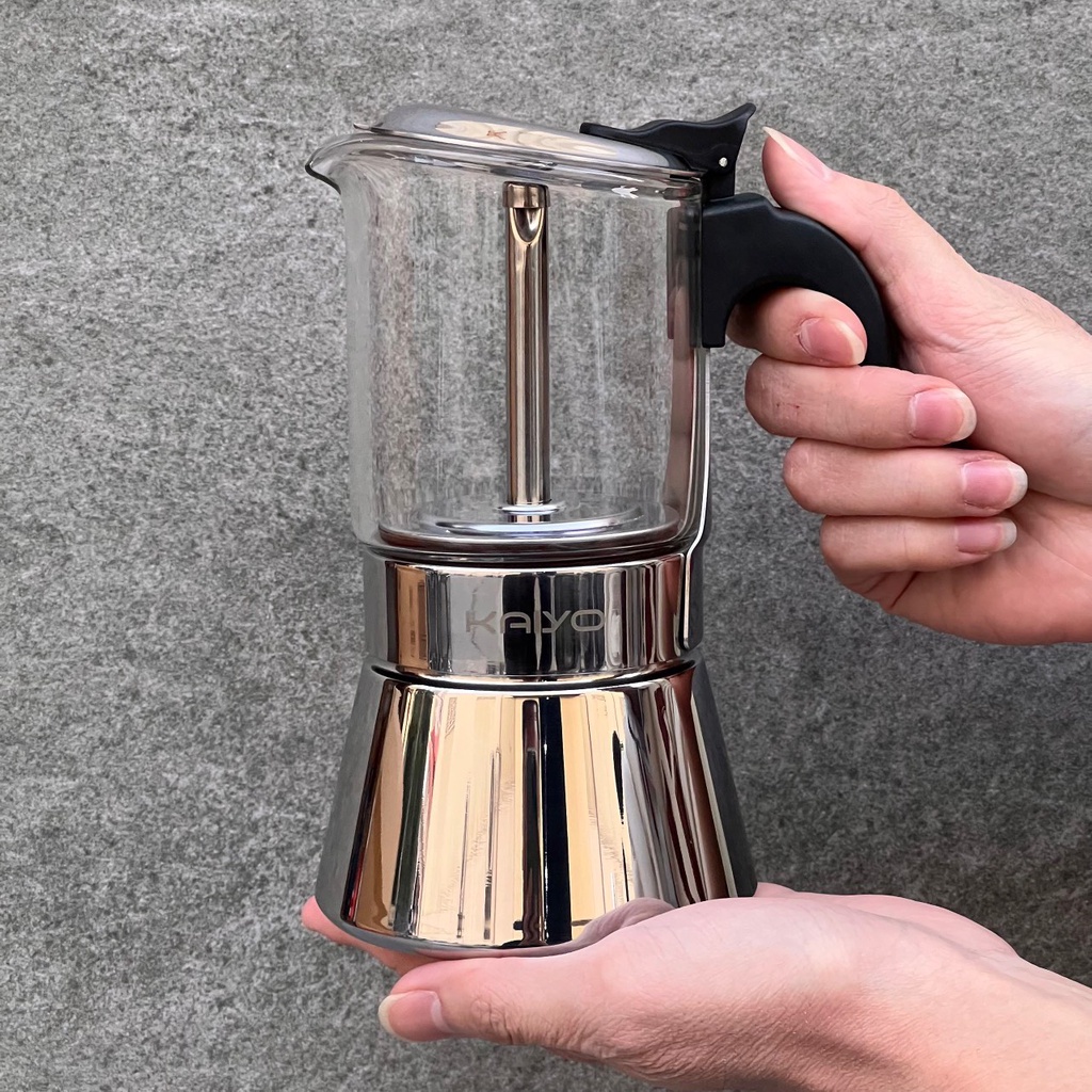 Ấm pha cafe KAIYO Ấm pha cà phê kiểu Ý MOKA POT dung tích 160ml 240ml BH 12 THÁNG