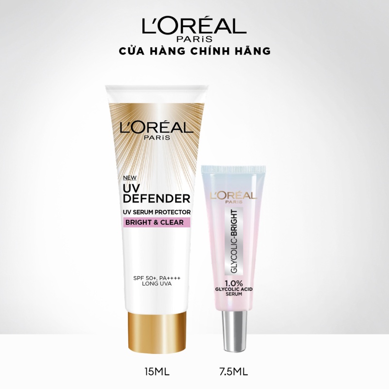 [Quà tặng không bán] Bộ Serum AHA & kem chống nắng mini L'Oreal Paris