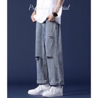 Quần jean baggy rách gối RG-03 ống suông, rộng style hàn quốc 2022