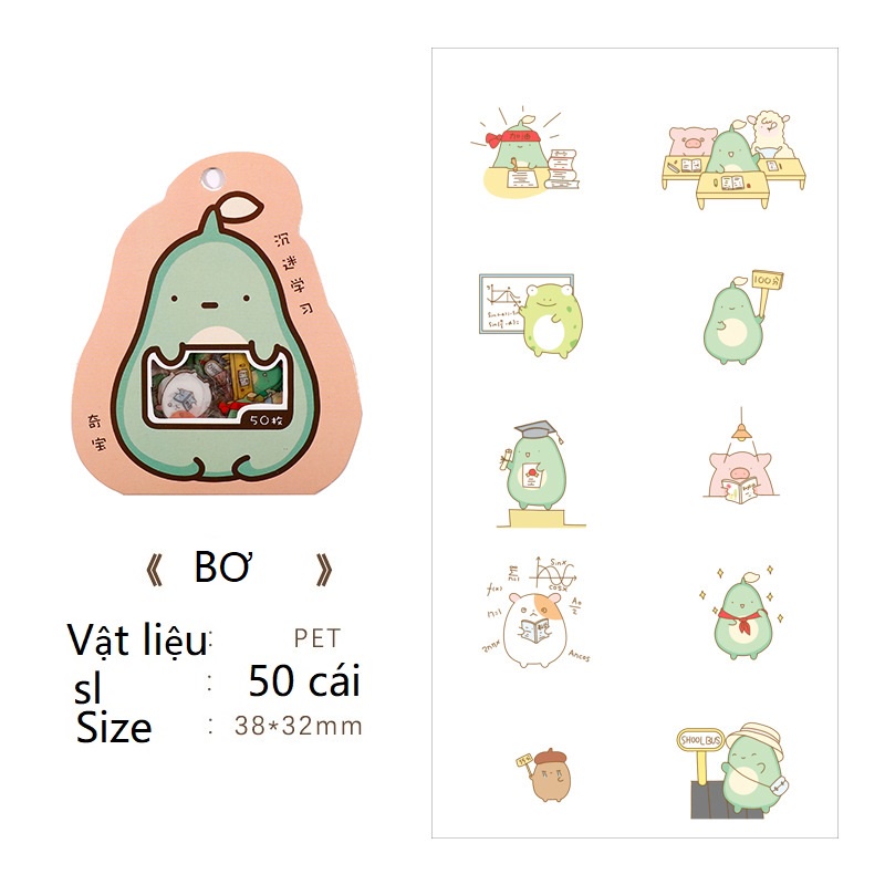 Trọn bộ set 50 Sticker 1 túi chibi chống nước dán laptop, điện thoại, đàn guitar, mũ bảo hiểm, vali. SKU0059