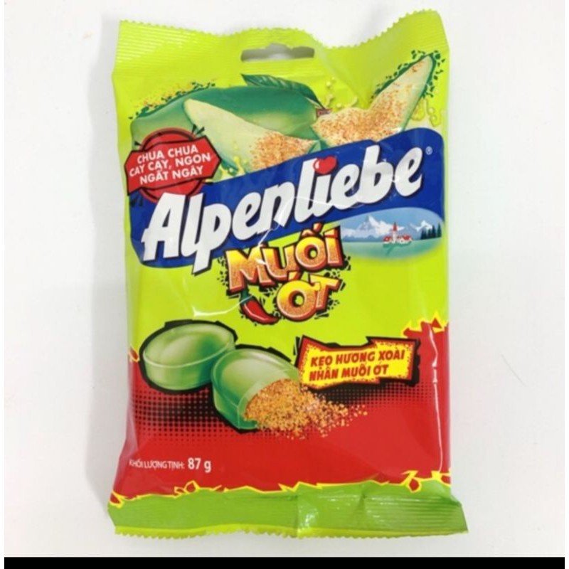 COMBO 4 GÓI KẸO  ALPENLIEBE HƯƠNG XOÀI NHÂN MUỐI ỚT TÚI 87G~30viên