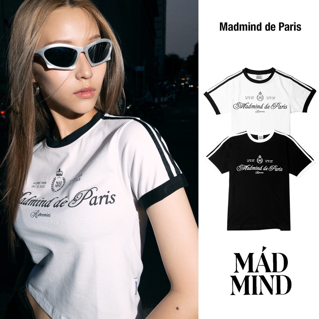 MADMIND® Chính Hãng - Form Baby | Áo Thun Phối 2 Sọc Tay 100% Cotton Paris - Tay Ngắn, Màu Trắng / Đen | BigBuy360 - bigbuy360.vn