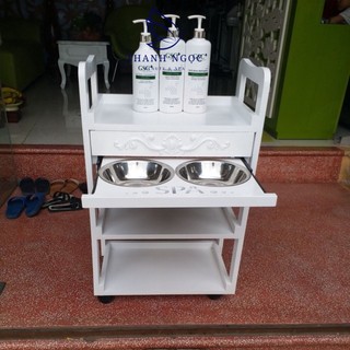 XE ĐẨY SPA GỖ CÓ NGĂN ĐỂ BÁT NƯỚC