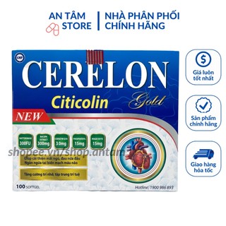 Viên bổ não Cerelon Gold New Giảm nhức đầu, hoa mắt, chóng mặt do rối loạn tiền đình Hộp 100 viên
