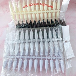 Móng vỉ nhọn tập sơn tập vẽ - móng vỉ màu đen trong đục trắng túi 240 móng