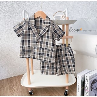 Set vest thô kẻ cao cấp Beemo cho bé trai