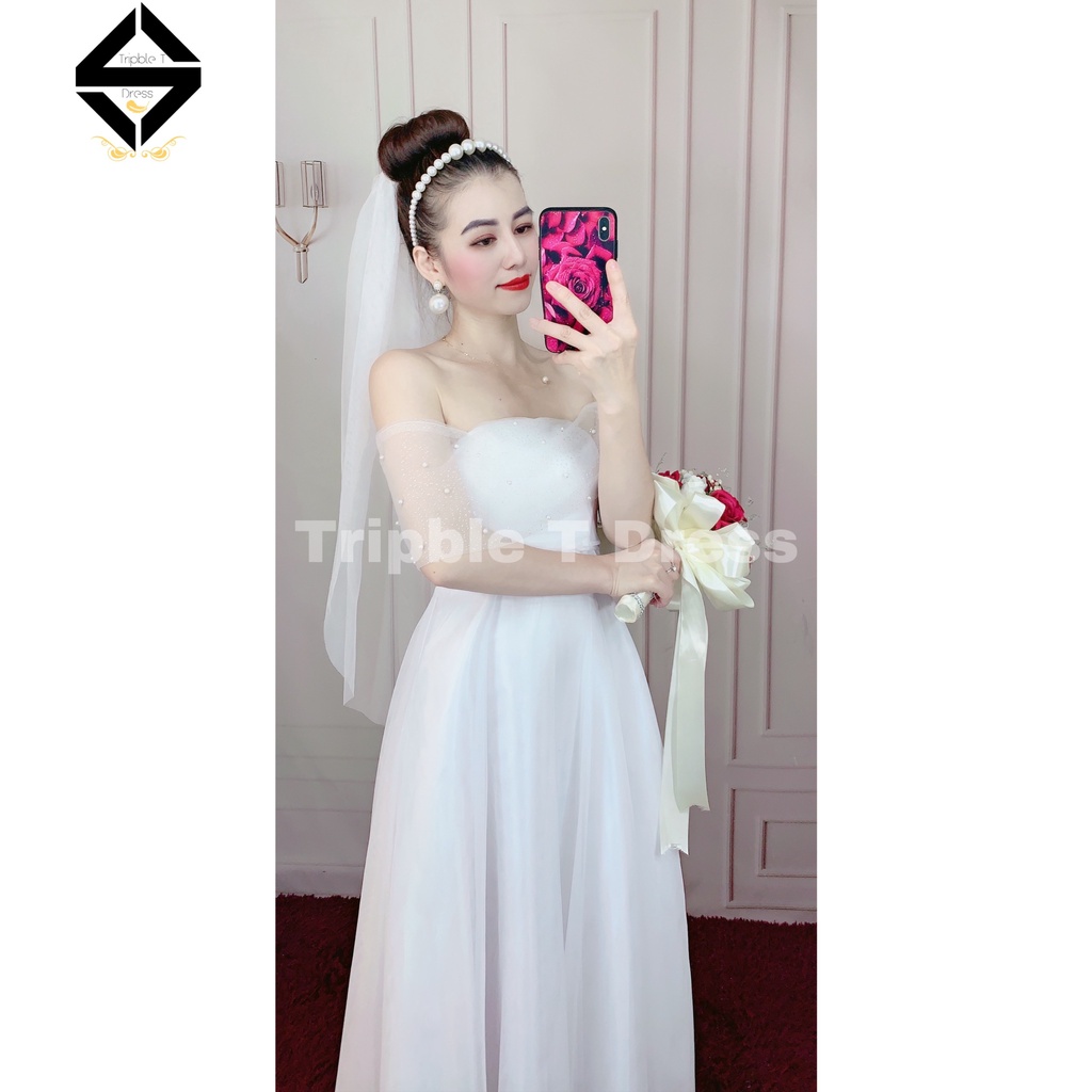 Đầm maxi xòe mặc cưới TRIPBLE T DRESS đi bàn nhẹ nhàng được nhiều kiểu sang trọng - size S/M/L - MS6Y