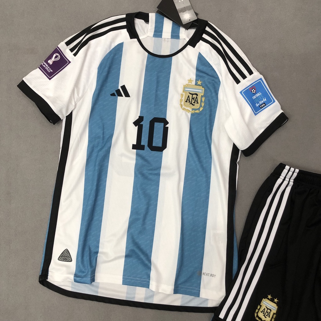 Bộ quần áo in tên MESSI tuyển ARGENTINA sân nhà thun mè thái F1 cao cấp(form châu âu)