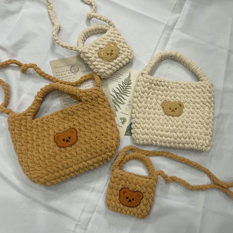 Túi xách nữ túi đeo chéo túi len mini handmade đi chơi cute