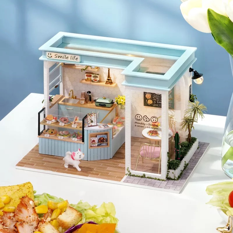 Mô hình Nhà Búp Bê DIY DOLL HOUSE - TIỆM TRÀ SỮA, FASTFOOD -C015, C016