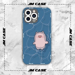 Ốp lưng iphone samsung xiaomi oppo cạnh vuông JMCase Lợn Con Trên Mặt Nước Cute
