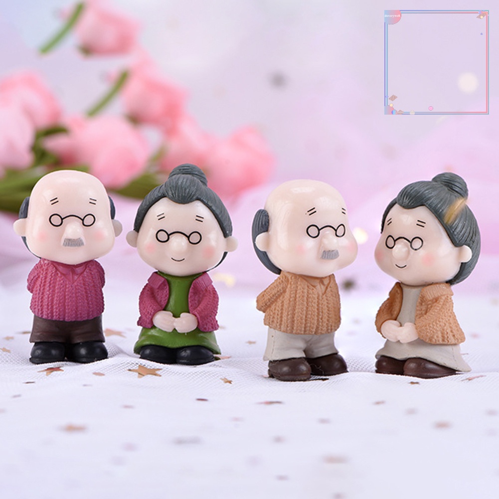 Set 2 Mô Hình Cặp Đôi Ông Bà Lão Mini Trang Trí Tiểu Cảnh / Cây Bonsai dv3