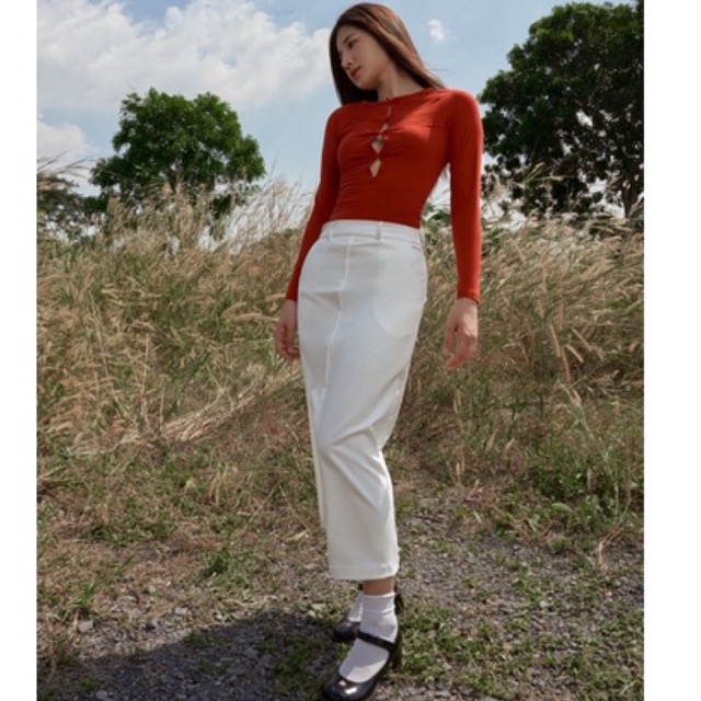 OPIN SKIRT - Váy trắng dáng dài basic - Whitelies Shop