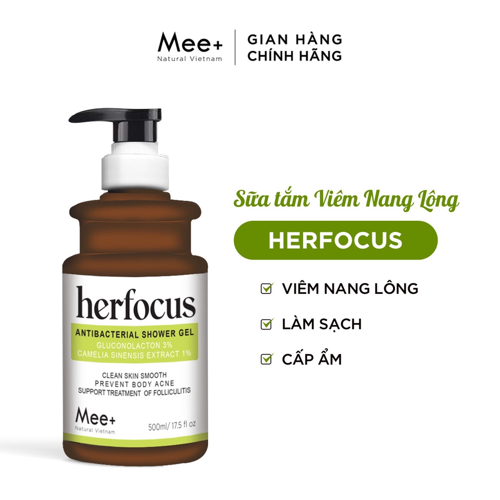 Sữa tắm mụn lưng 100% thảo mộc thiên nhiên MEE NATURAL 500ml, trắng da giảm thâm