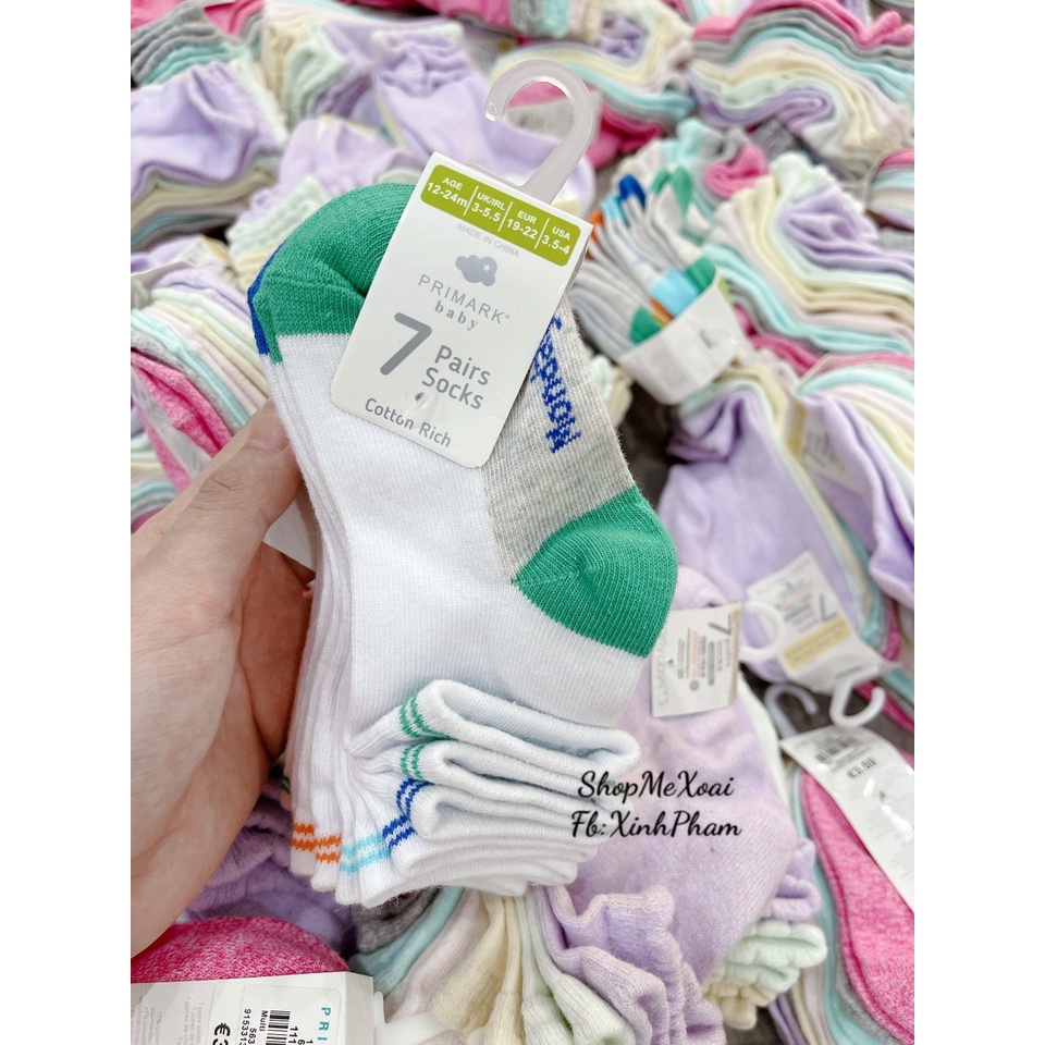 [Size newborn, 1-6M] Sét 7 đôi tất Pri.mark xuất xịn 7 màu cho 7 ngày trong tuần luôn mới