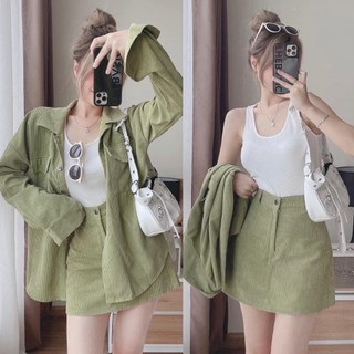 SET ÁO CROPTOP ÁO NHUNG KÈM CHÂN VÁY (KÈM VIDEO HÌNH THẬT)
