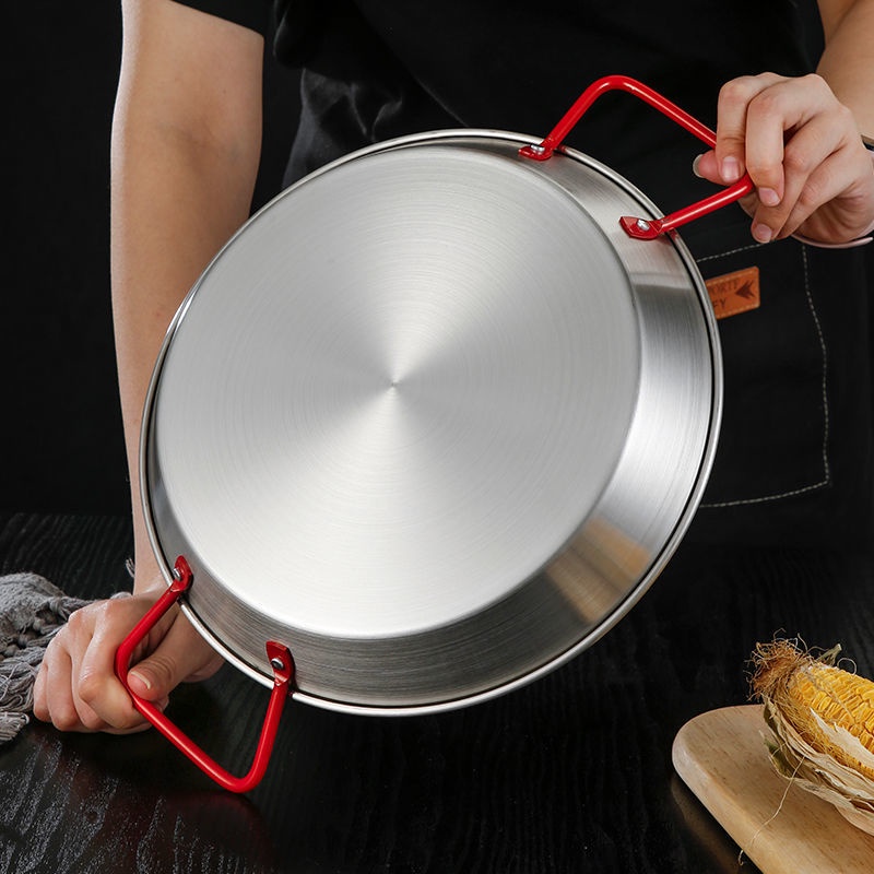 Paella nồi paella hải sản Tây Ban Nha đĩa tôm hùm nhỏ khay hải sản lớn đĩa gà rán Đĩa thép không gỉ 