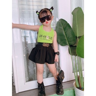 Sét áo và váy xếp li cho bé gái