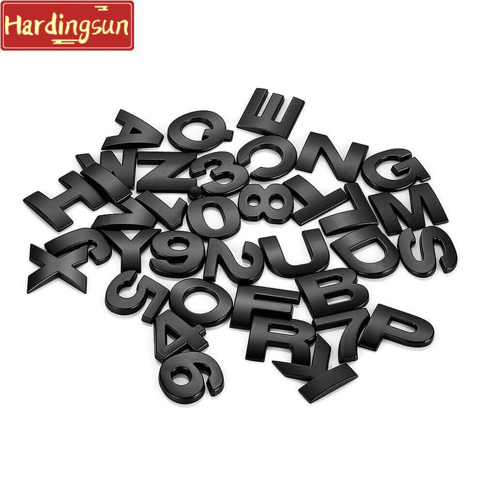 1 Miếng Dán 3D Hình Chữ Cái Bằng Kim Loại Màu Đen Nhám 25mm DIY
