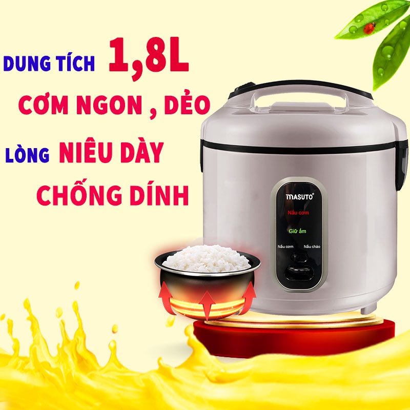 Nồi Cơm Điện Lòng Niêu Masuto 1.2l-1.8l Nấu Ngon Vị Truyền Thống