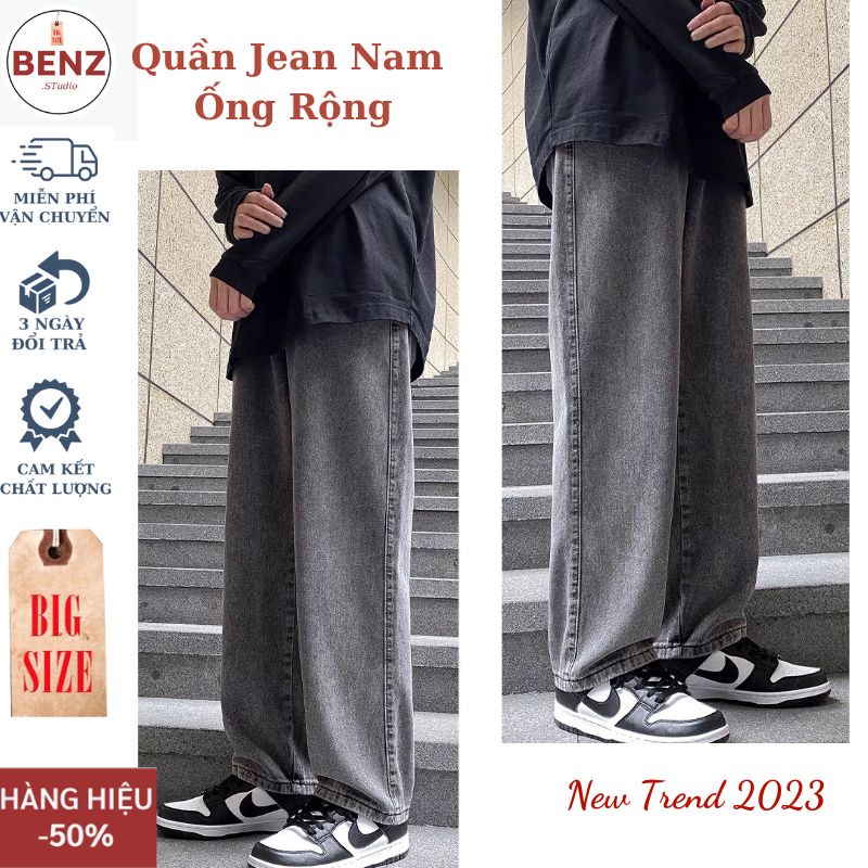 Quần jean trắng nam ống suông rộng Bigsize ,quần baggy nam phom xuông dáng đứng vải jeans bò cao cấp 20WE SR01 hottrend | BigBuy360 - bigbuy360.vn