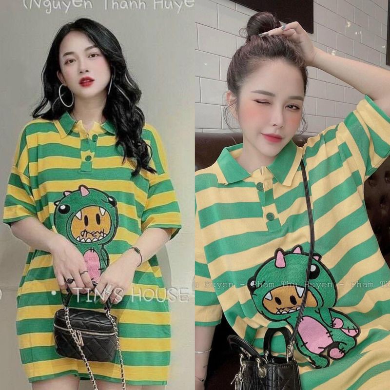 S15 Váy Polo Khủng Long & Thỏ Bunny Form Suông Rộng Thoải Mái Dễ Thương