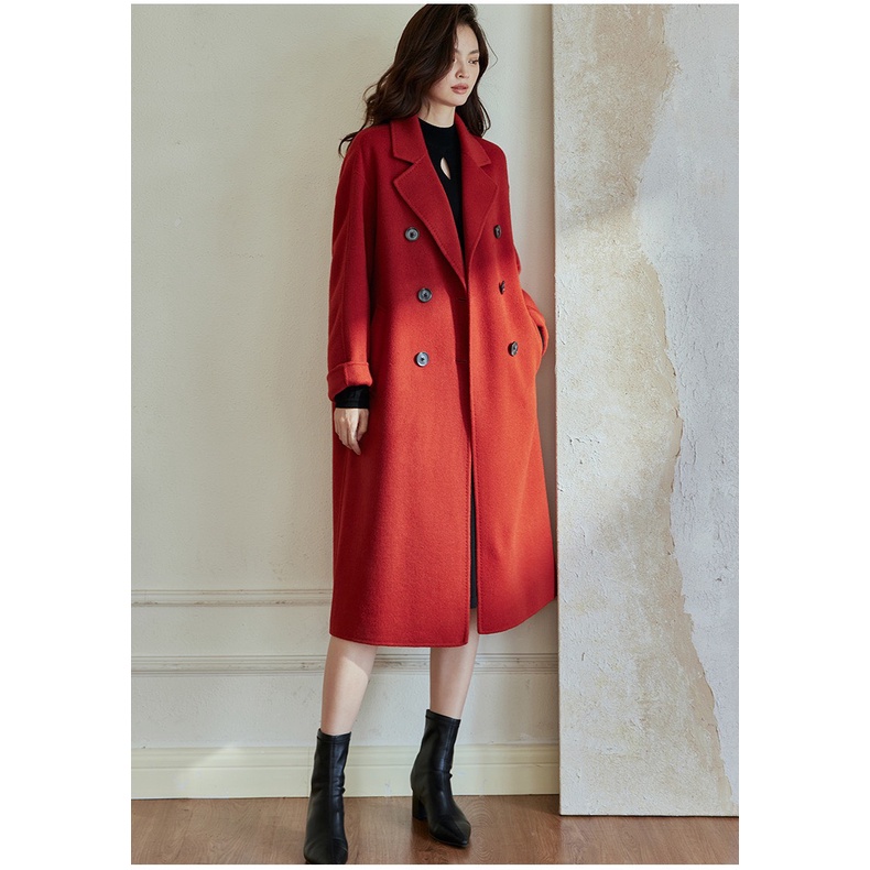 Áo khoác dạ đỏ dáng dài 2 lớp dày dặn YAK08 Red coatYAME