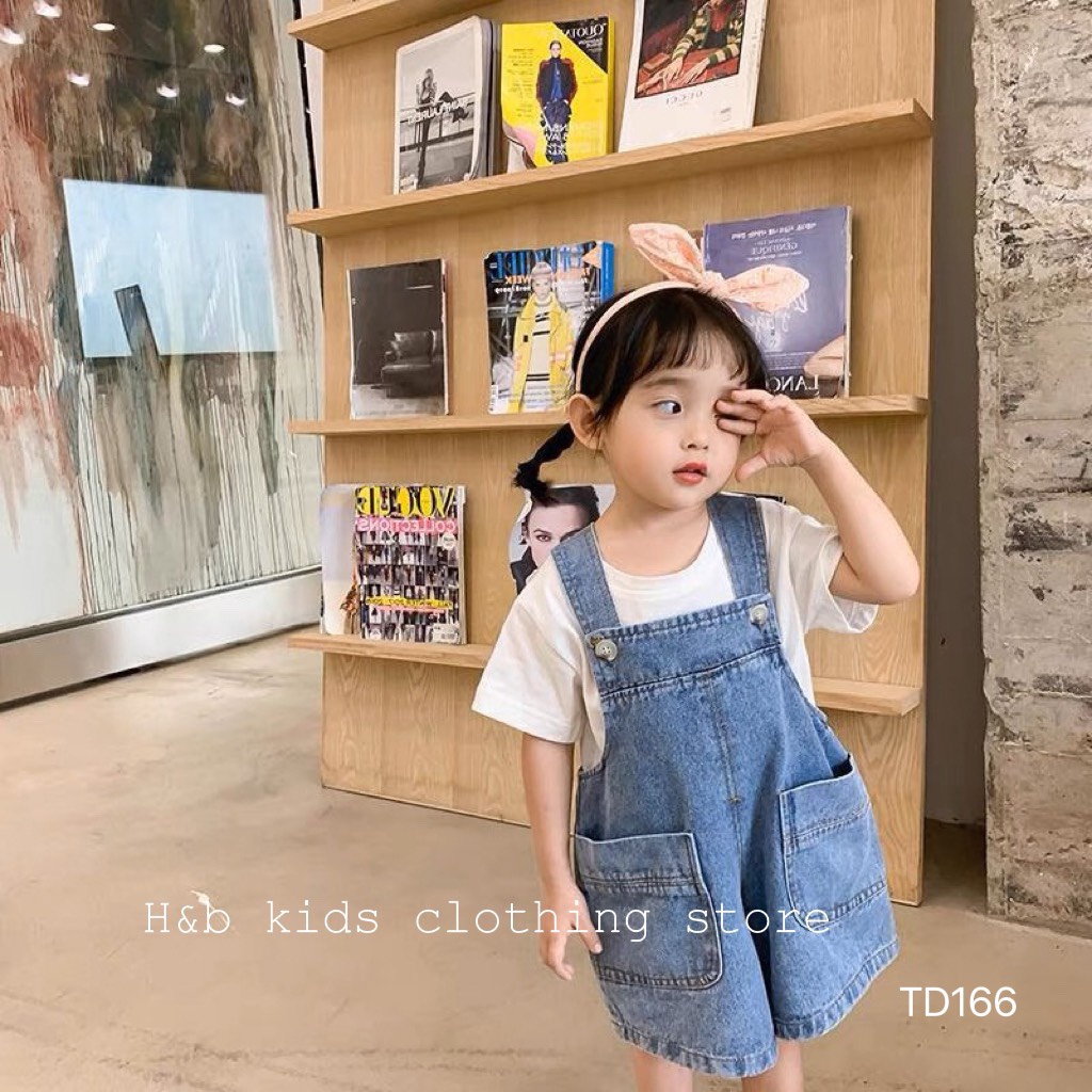 Set yếm jeans kèm áo cotton cho bé gái (có ảnh thật shop chụp)