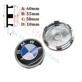 Logo chụp mâm, ốp lazang bánh xe ô tô BMW đường kính 60mm Nhựa ABS BMW60 (HÀNG LOẠI 1)