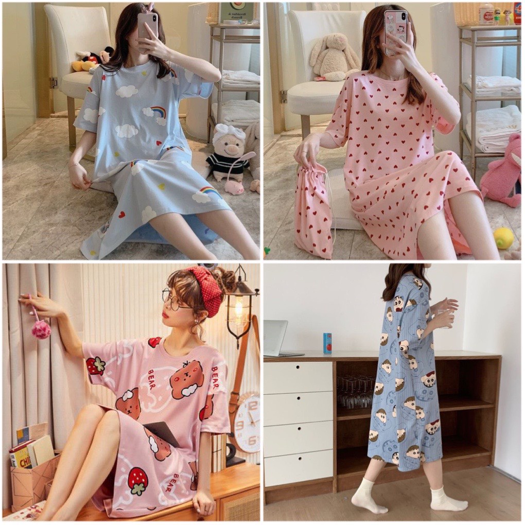Đầm ngủ váy ngủ nữ chất thun sữa mỏng Quảng Châu | BigBuy360 - bigbuy360.vn