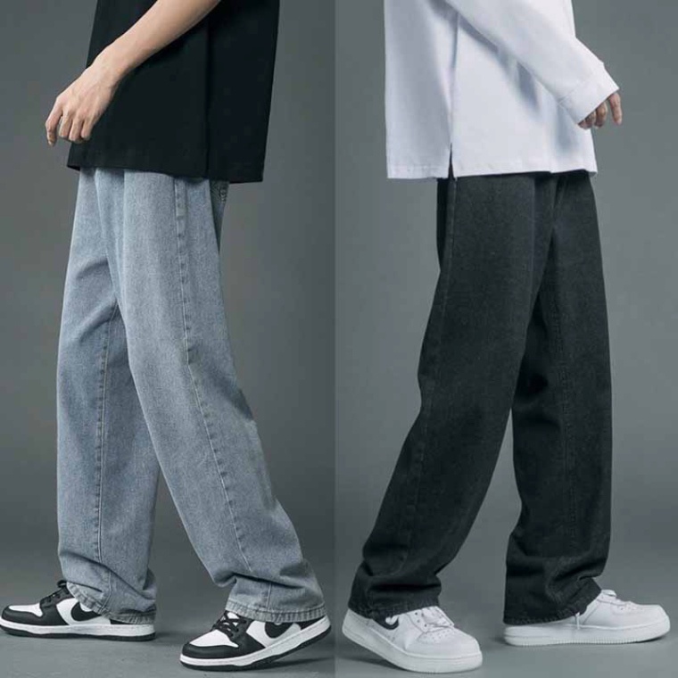 Quần bò jean nam ống rộng, quần baggy nam nữ ống suông phong cách unisex hàn quốc thời trang màu xanh đen hottrend 2022