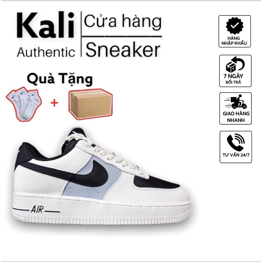 Giày Air Force 1 Custom trắng đen xanh Full box bill kali sneaker