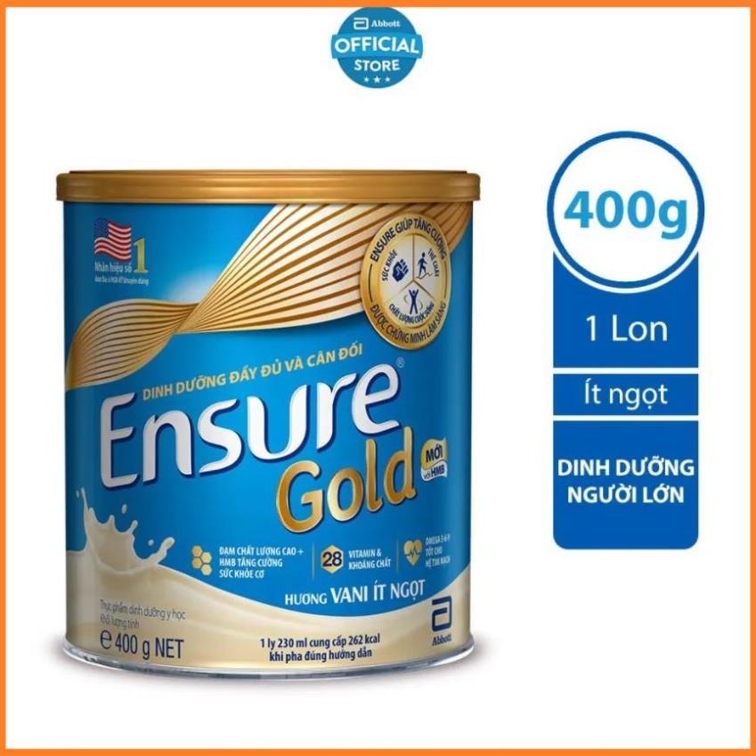 [Chính Hãng] Sữa bột Ensure Gold Ít ngọt (HMB) 400g