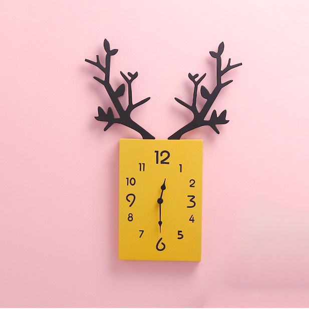 Đồng hồ Treo tường Kim Trôi - Bảo Hành 12 tháng, sừng hươu tài lộc, đồng hồ gỗ treo tường decor - Đồng hồ Decor DHTT-235