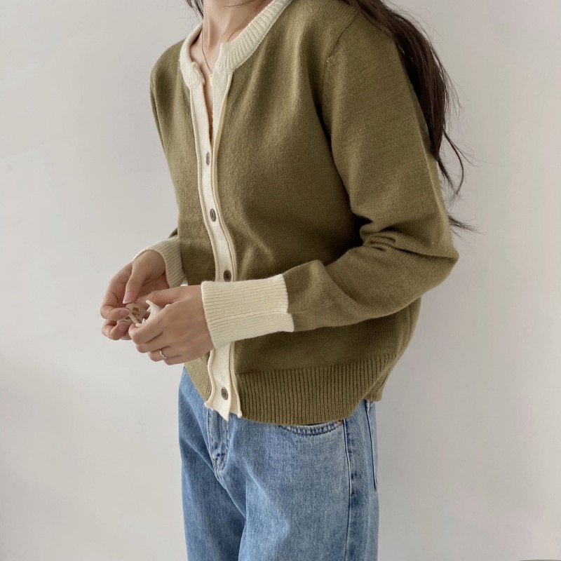 Áo dệt kim SUXI tay dài màu sắc đơn giản dễ phối đồ hợp thời trang