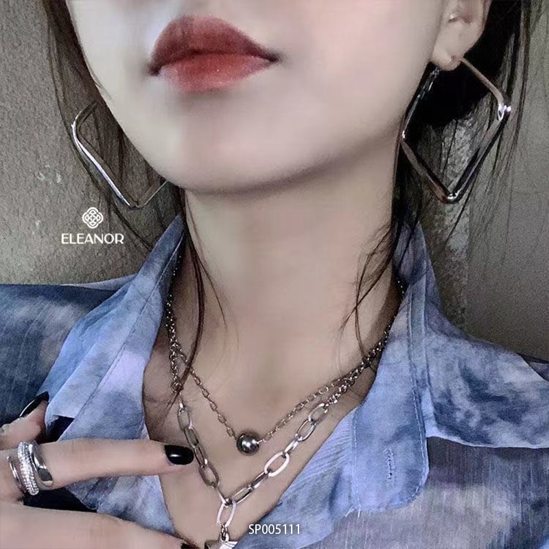 Bông tai nữ chuôi bạc 925 Eleanor Accessories thiết kế hình thoi viền trơn basic phụ kiện trang sức 5111