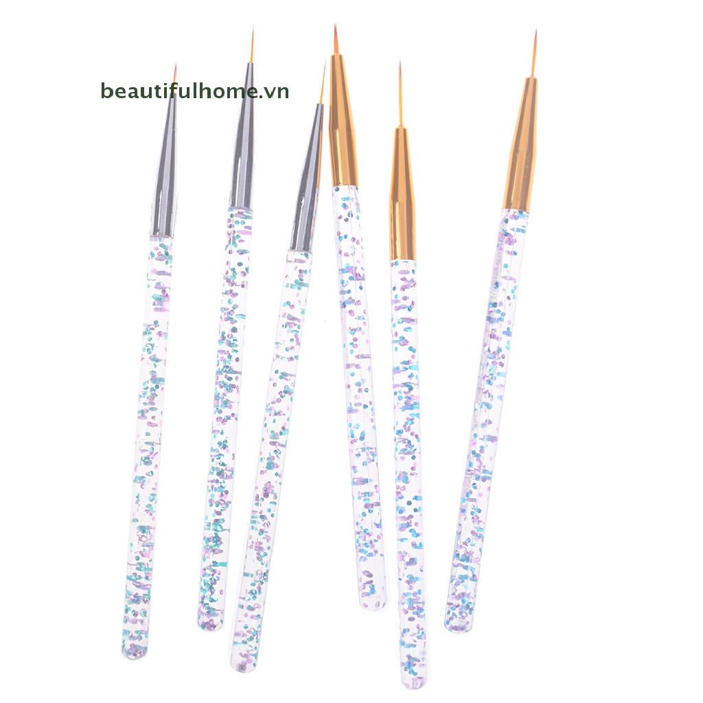 Bộ 3 Cọ Vẽ Móng Tay Nghệ Thuật Bằng Acrylic Kẻ Sọc Lưới Diy