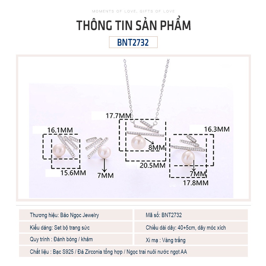 Dây chuyền ngọc trai thật nuôi thiên nhiên Bạc S925 thiết kế hiện đại, sang trọng DB2734 - Bảo Ngọc Jewelry