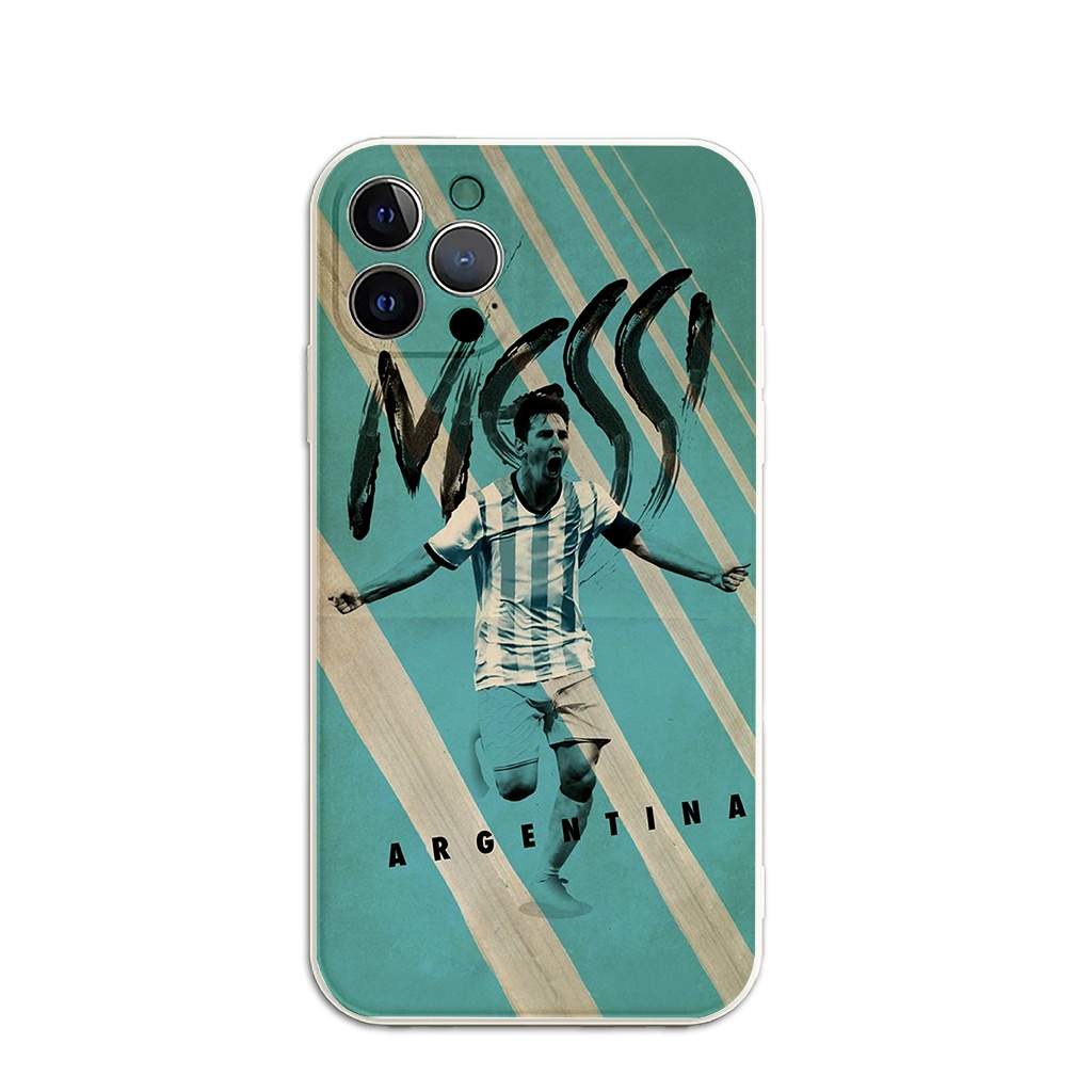 Ốp lưng iphone cạnh vuông cầu thủ Mes.si bóng đá Argen.tina bảo vệ cam 6plus/7/8/8plus/x/xs/11/12/13/14/pro/plus/promax