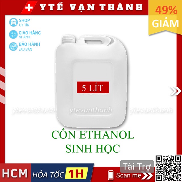 Cồn Sát Trùng Y Tế (Can 5 Lít) Cồn Sinh Học | 70 độ, 90 độ Ethanol Ít Độc, Không Hại Da Tay -VT0024