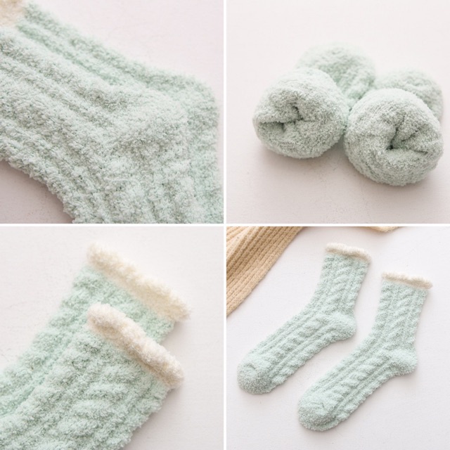 Vớ Lông Cừu San Hô Dày Dặn Giữ Ấm Mùa Thu Đông Phong Cách Nhật Bản Cho Nữ