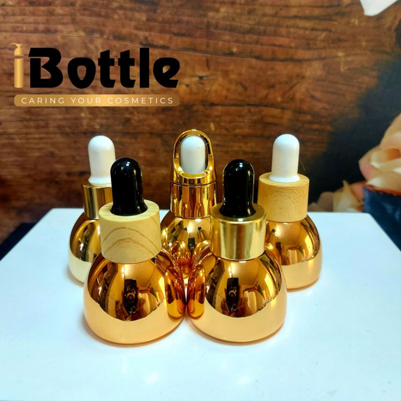 Chai lọ sang chiết mỹ phẩm -Chai bầu xi vàng nắp bóp 15ml