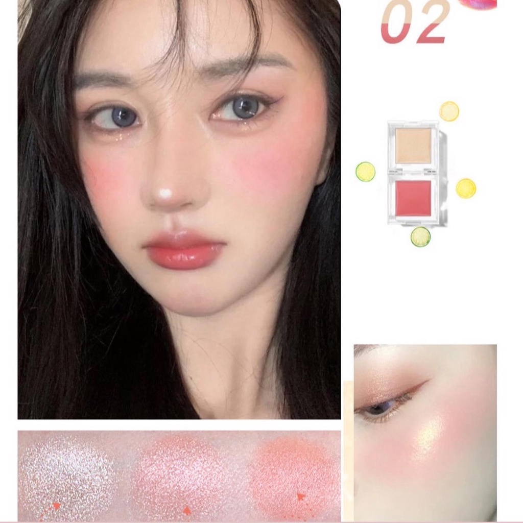 [Siêu cute] Phấn má hồng bắt sáng Ice Cube Magic Casa dạng kem hai màu tự nhiên lâu trôi nội địa Trung