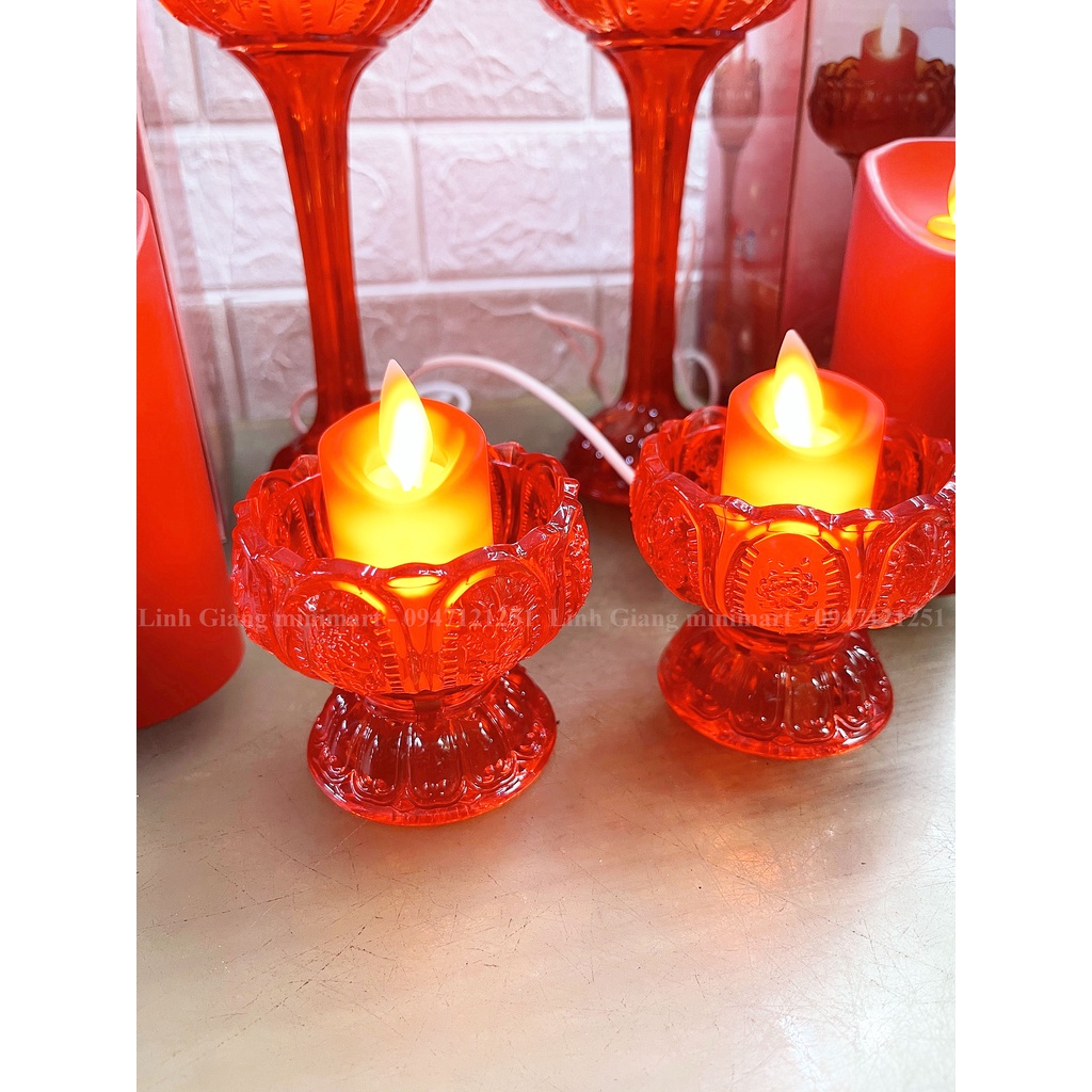 Cốc nến thờ hoa sen SOPOKA bằng điện bền đẹp, an toàn Đèn thờ cúng Dáng hoa sen Chạy bằng pin Hàng chính hãng