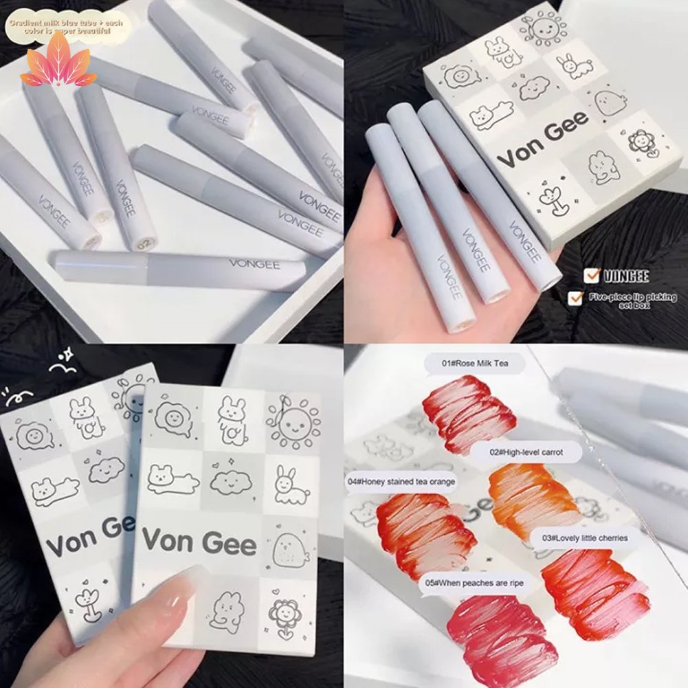 Bộ 5 Son Môi Màu Nhung Lì Chống Thấm Nước Lâu Trôi JP5