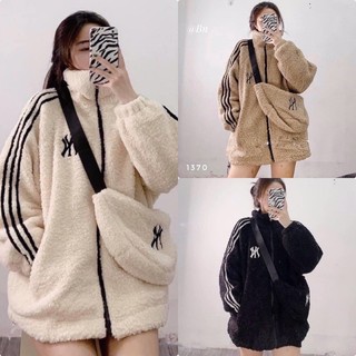 Áo Khoác Nữ, Áo Khoác Lông Cừu NY Kèm Túi 3 Màu Siêu Xinh