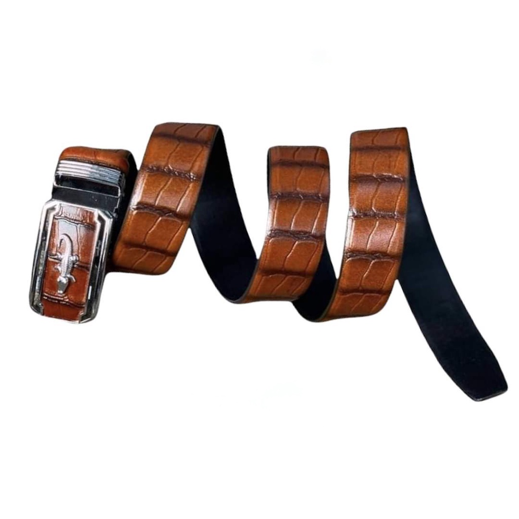 Thắt Lưng Nam Da Bò Lớp 1 Dập Vân Cá Sấu Khóa Tự Động Phong Cách - Dây Lưng- Dây Nịt Da Bảo Hành 12 Tháng