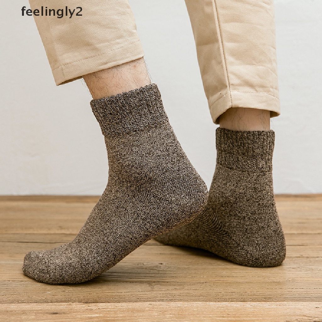 [Hàng Có Sẵn] Vớ Cotton Dày Giữ Ấm Mùa Đông Thoáng Khí Đơn Giản Cho Nam (F)